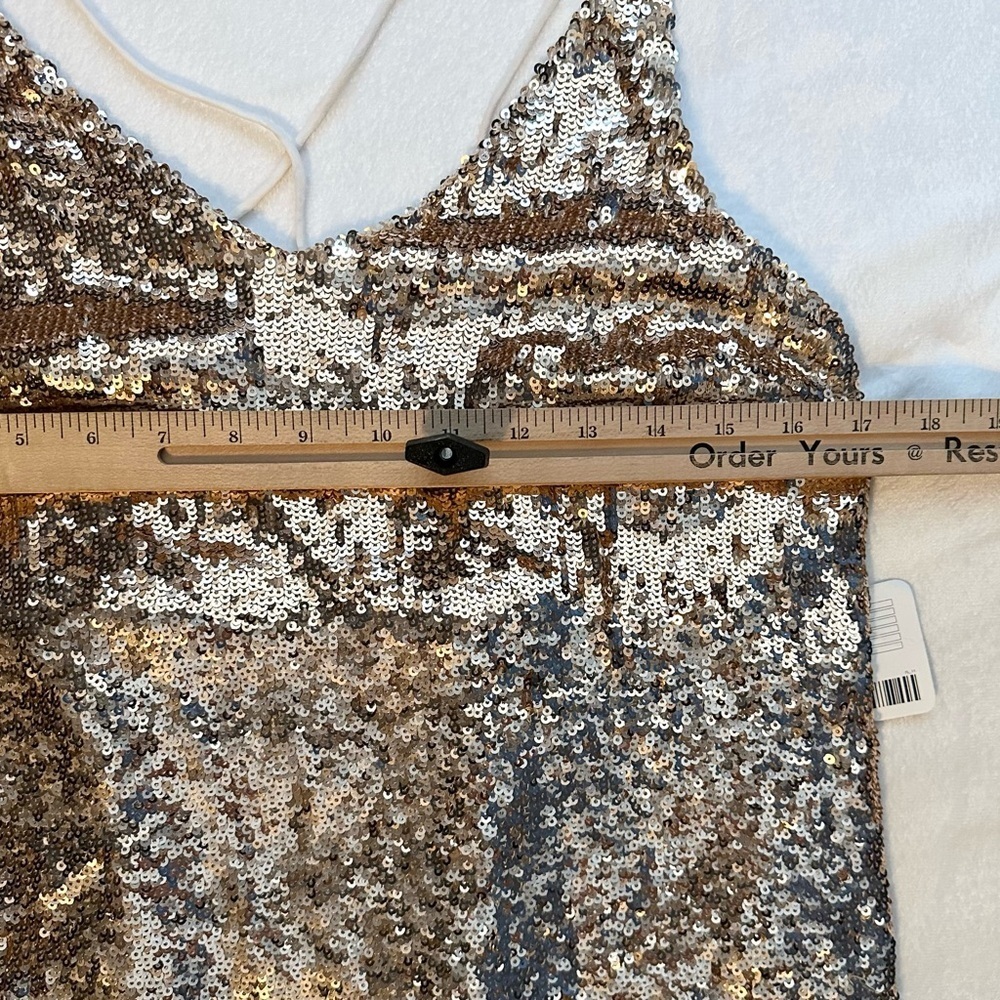 Free People Sequin Slip Mini Short Dress or Tunic M pink rose gold NWT fun party - Picture 5 of 9